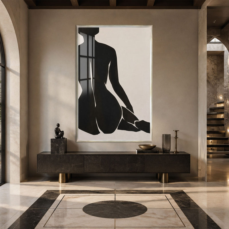 Artronauts Glass Print 12x18 cm | 4.7"x7.1" / Silver Quiet Silhouette Glass Wall Art