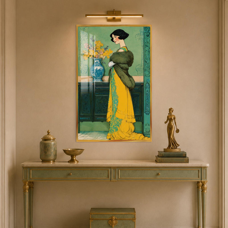 Golden Gown Elegance with gold frame