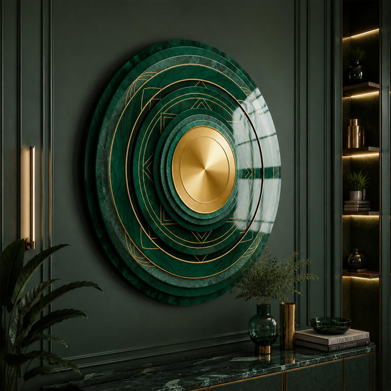 Emerald Geometric Halo close-up angled detail
