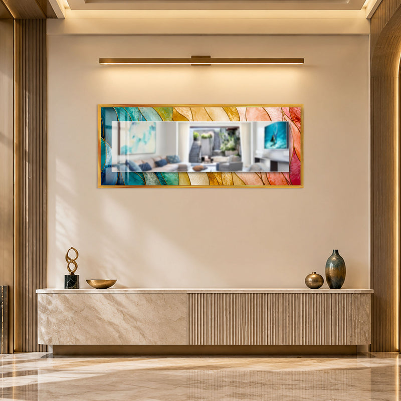 Prismatic Leaf Mosaic with gold frame