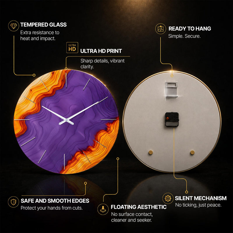 Purple Amber Agate — tempered glass, ultra HD print, ready to hang