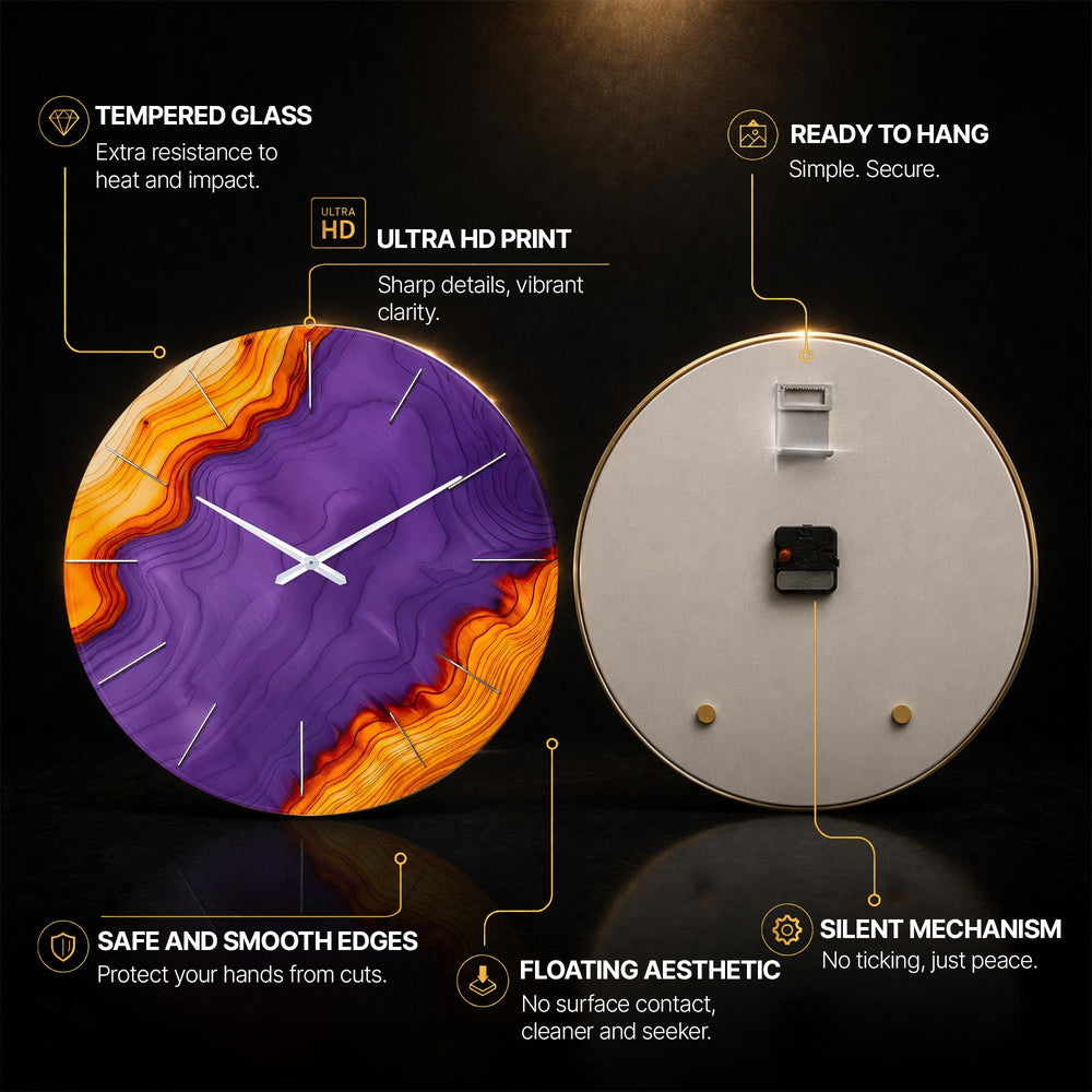 Purple Amber Agate — tempered glass, ultra HD print, ready to hang