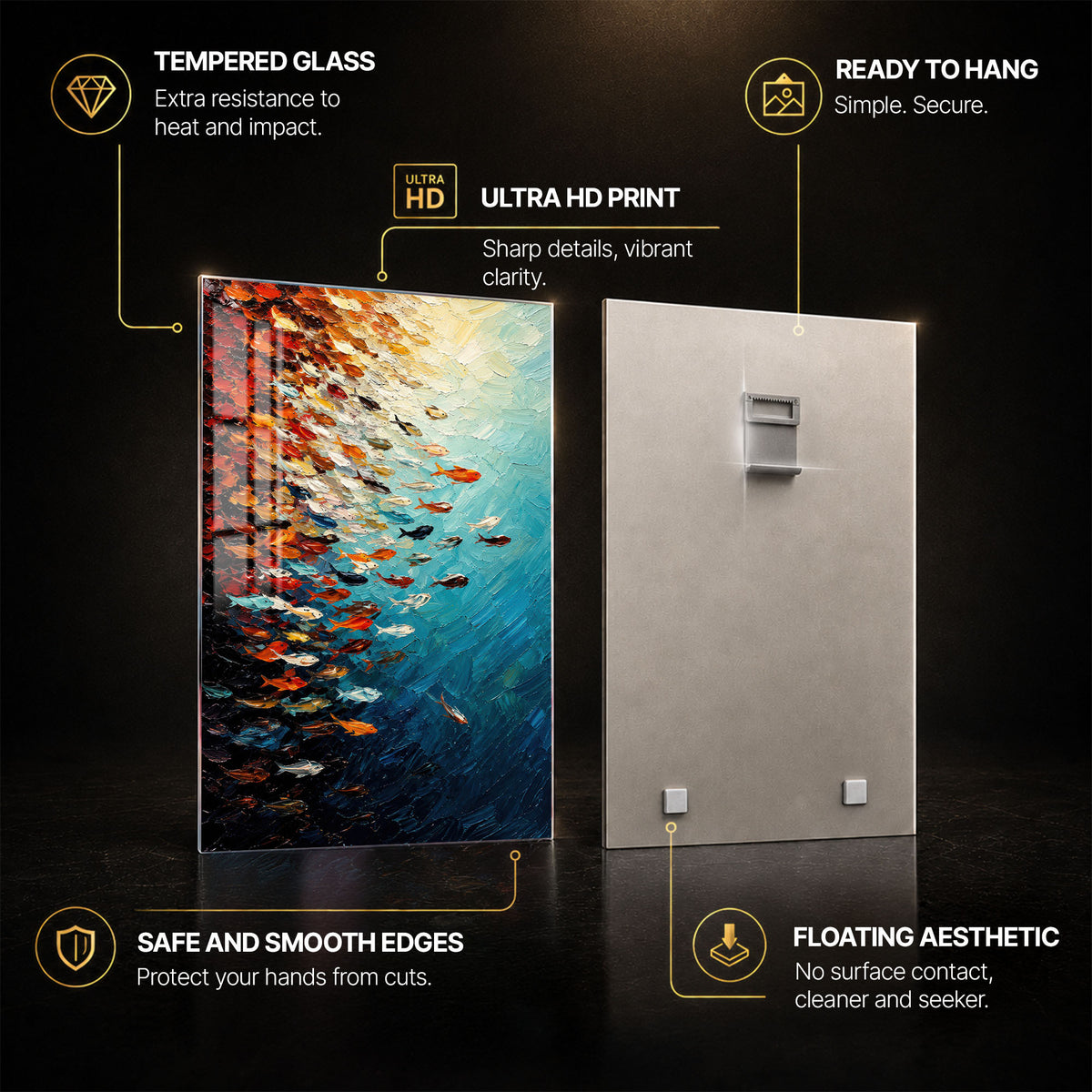 Into The Blue — tempered glass, ultra HD print, ready to hang