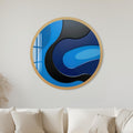 Glossy Blue Wave Swirl with gold frame