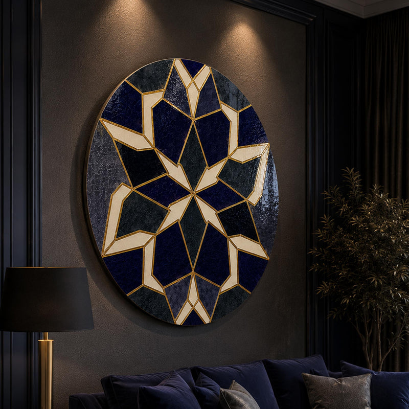 Navy Gold Star Tile Mosaic lifestyle view