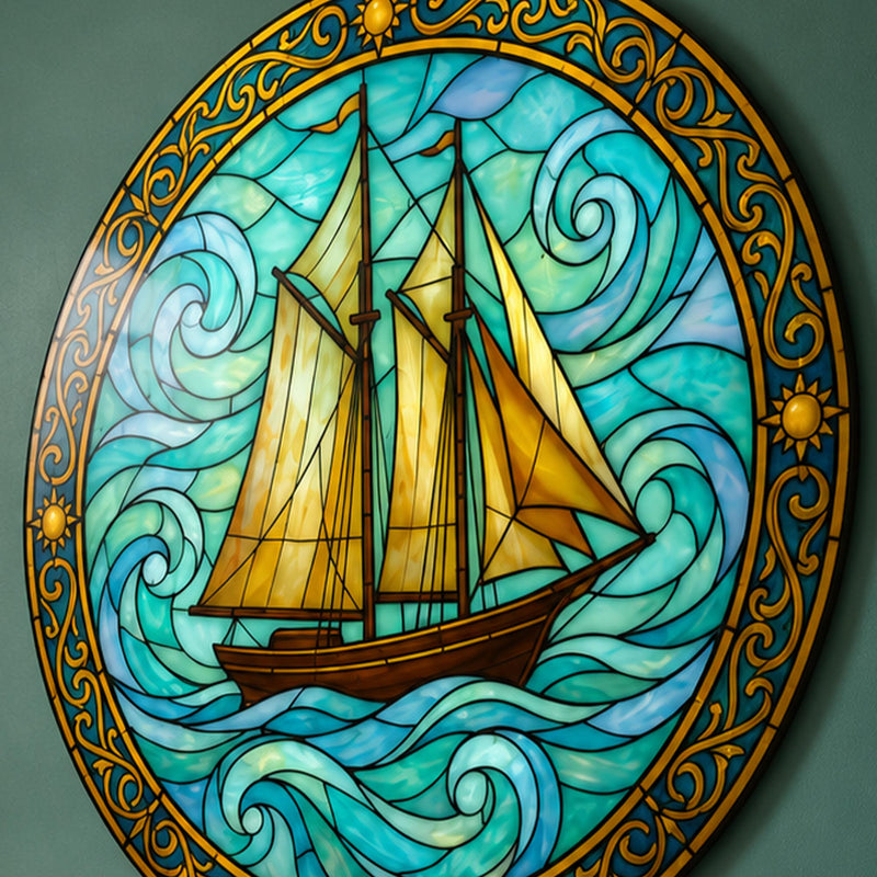 Golden Schooner On Emerald Waves lifestyle view