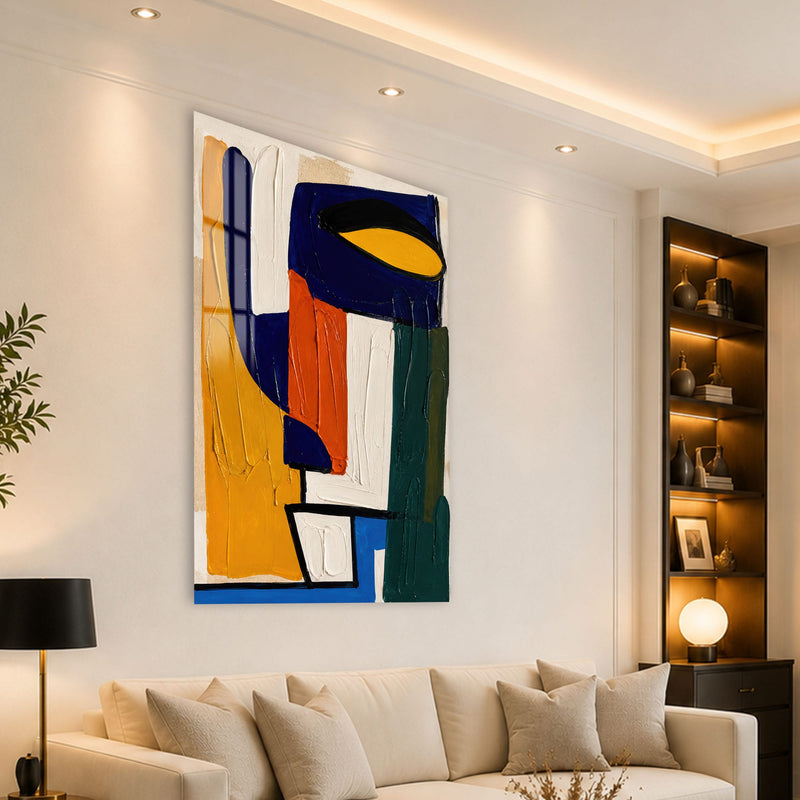 Artronauts Glass Print Primal Colour Blocks Glass Wall Art
