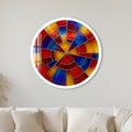 Radial Stained Glass Sunburst with white frame