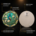 Jeweled Peacock Garden — tempered glass, ultra HD print, ready to hang
