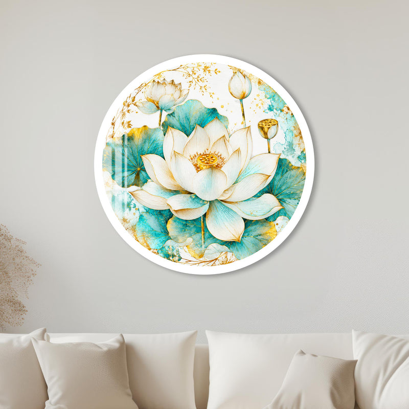 White Lotus Bloom with white frame