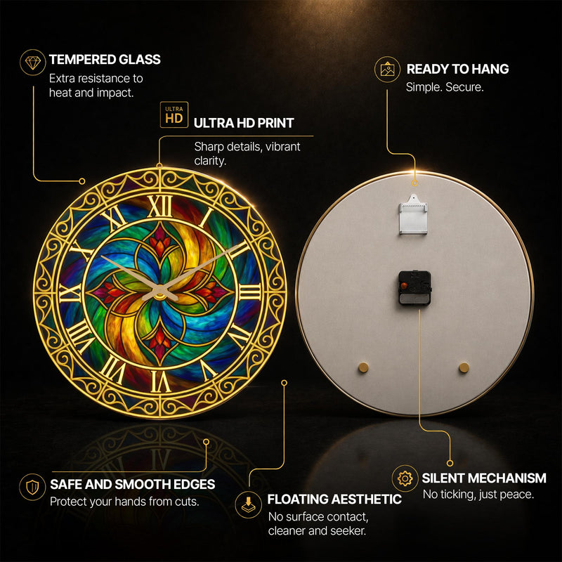 Rainbow Cathedral Dial — tempered glass, ultra HD print, ready to hang