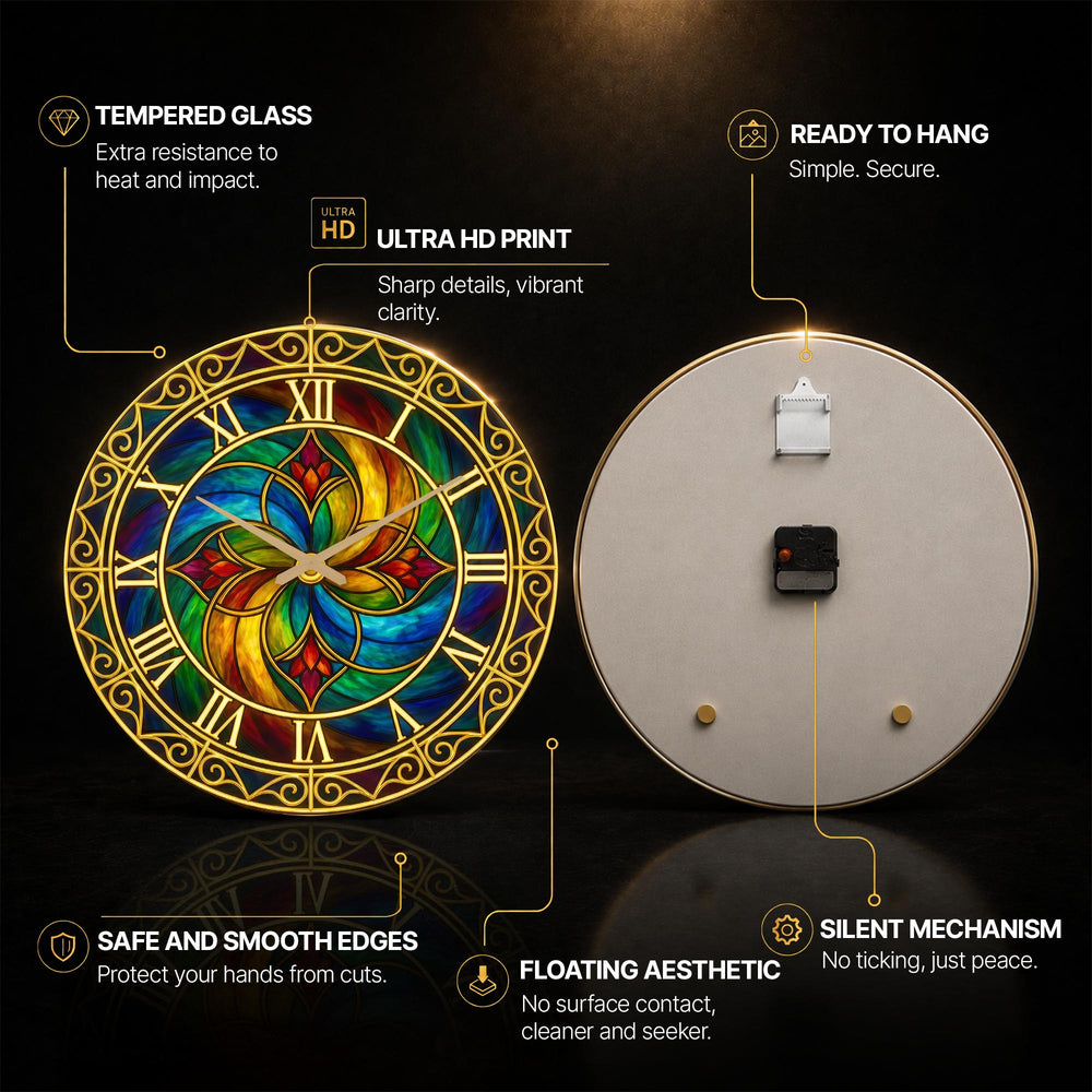 Rainbow Cathedral Dial — tempered glass, ultra HD print, ready to hang