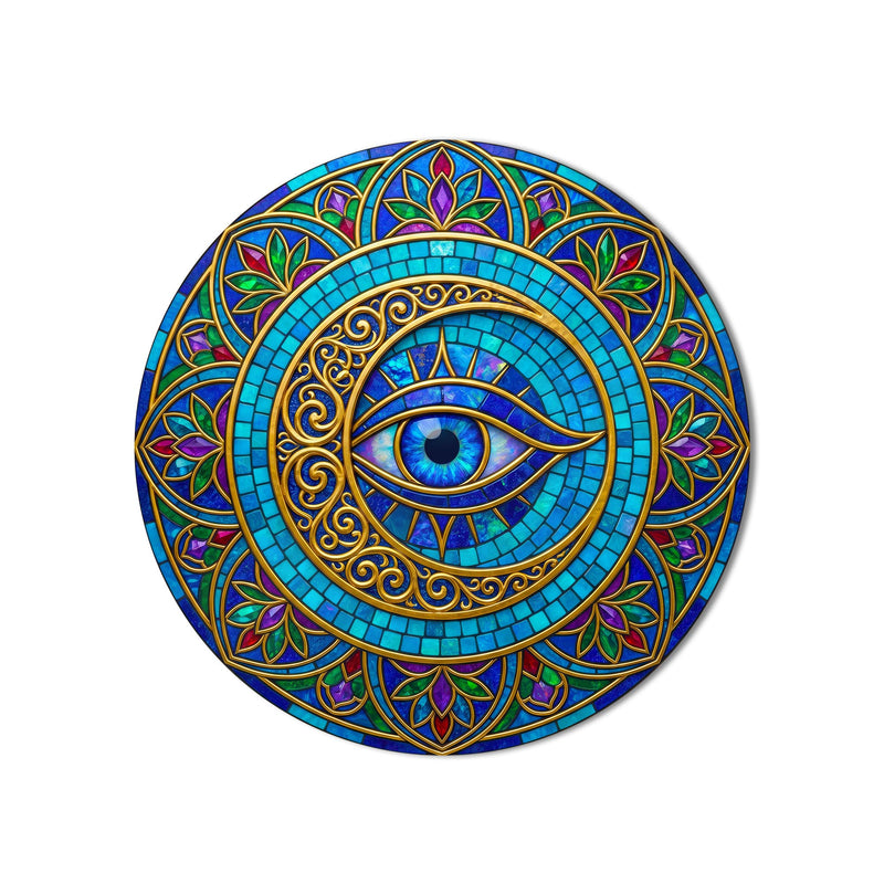 Jewelled Filigree Evil Eye product shot on white background