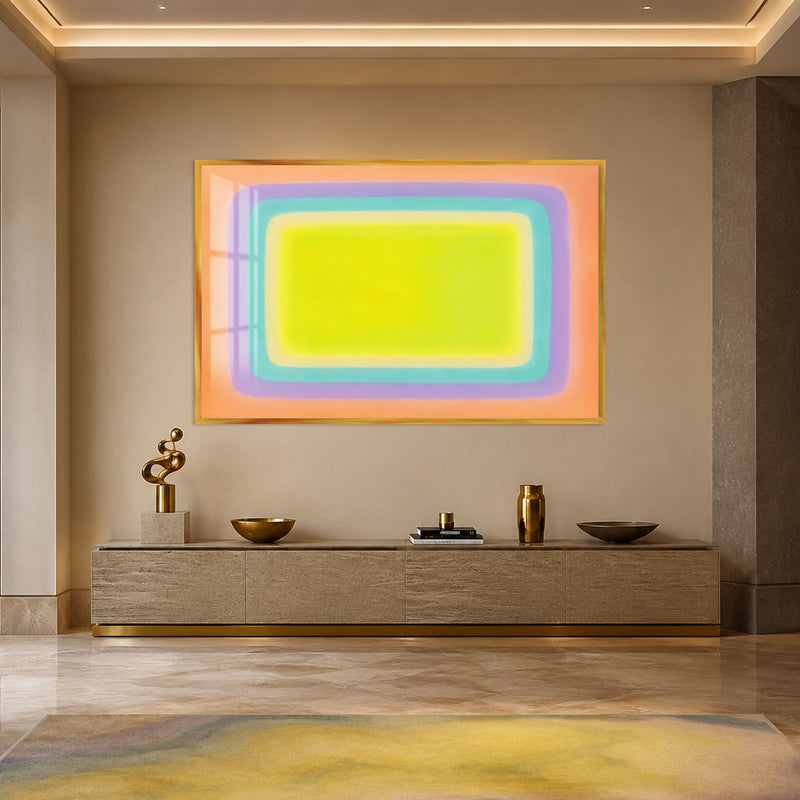 Neon Nested Rectangles with gold frame