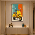 Yellow Vintage Scooter with walnut frame