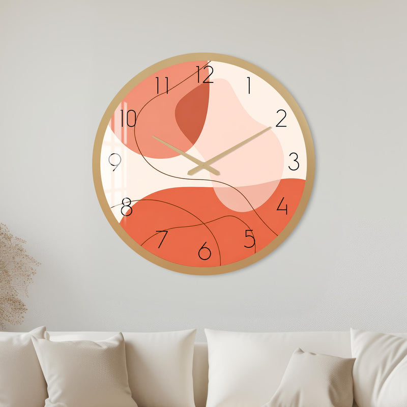 Coral Abstract Curves with gold frame