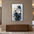 Midnight Poppy Bloom with walnut frame