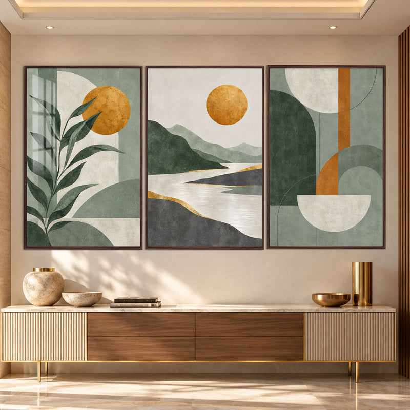 Sage Sunset with walnut frame