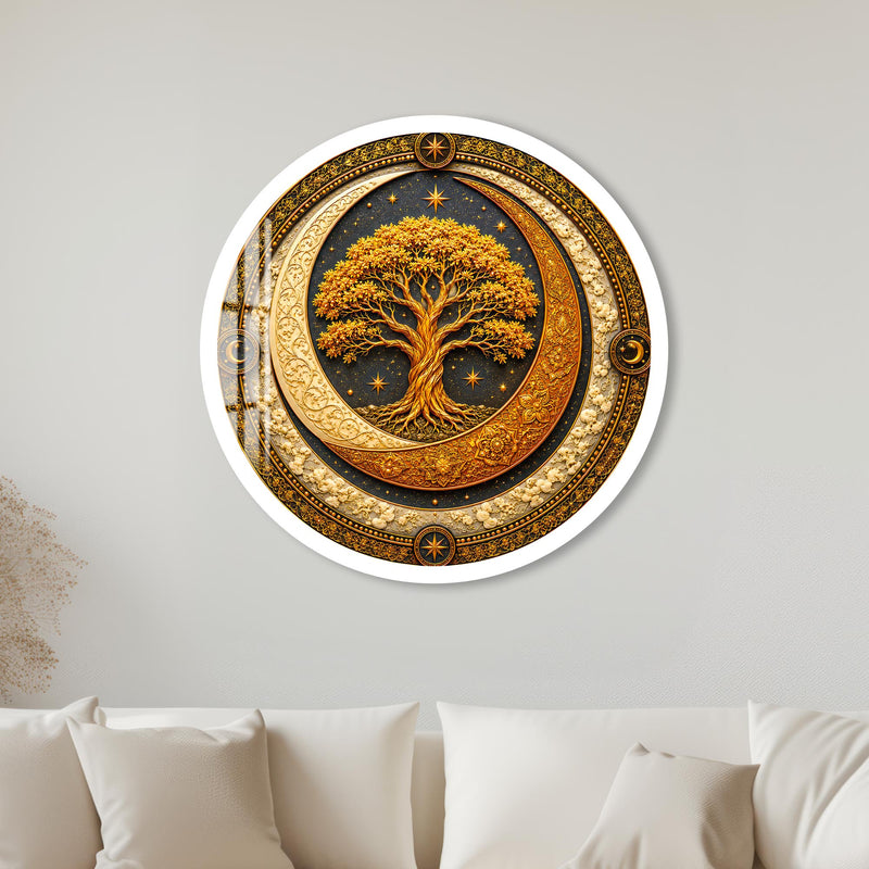 Celestial Golden Tree with white frame