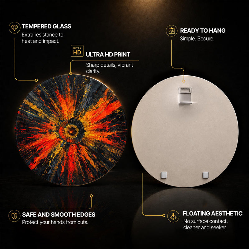 Molten Eruption — tempered glass, ultra HD print, ready to hang