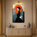 Lady With White Cat with gold frame