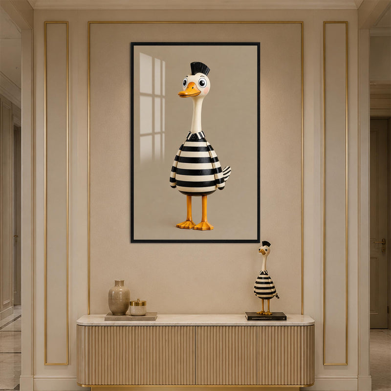 Striped Duck Character with black frame