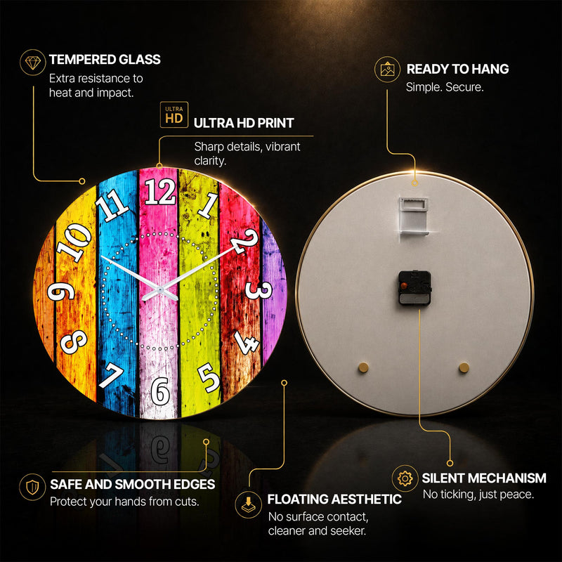 Rainbow Timber — tempered glass, ultra HD print, ready to hang