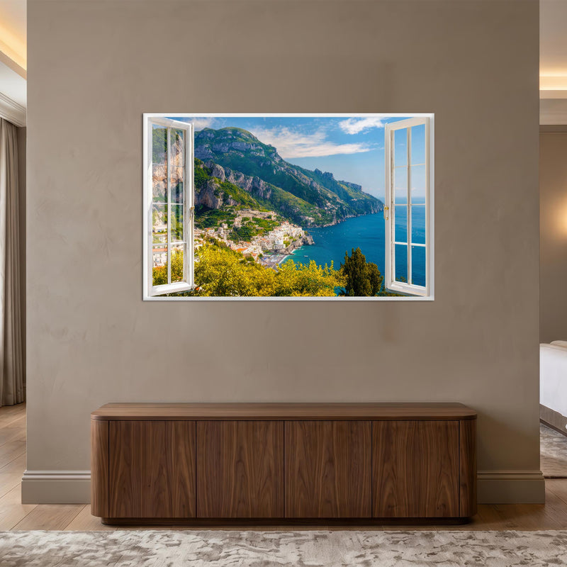Amalfi Window View with white frame