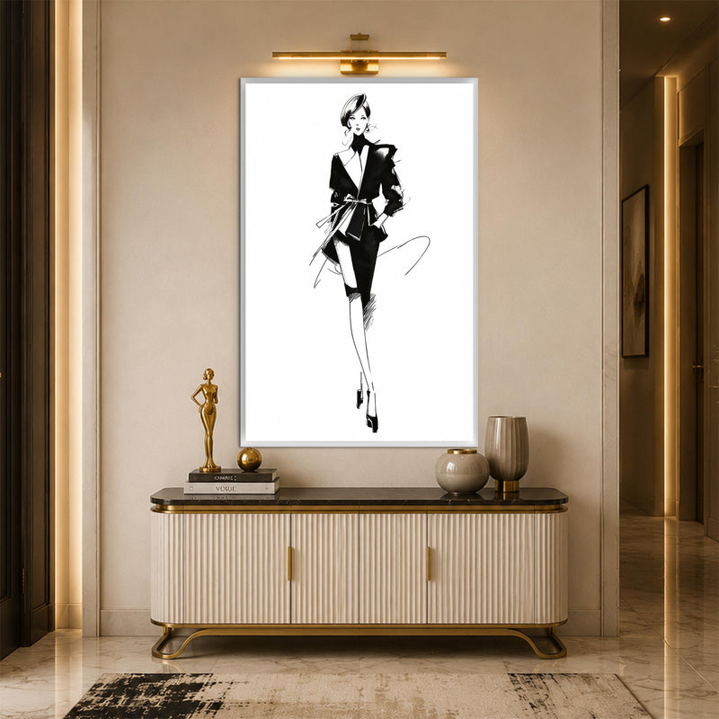 Monochrome Fashion Muse with white frame