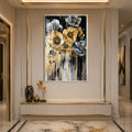 Gilded Midnight Flowers with silver frame