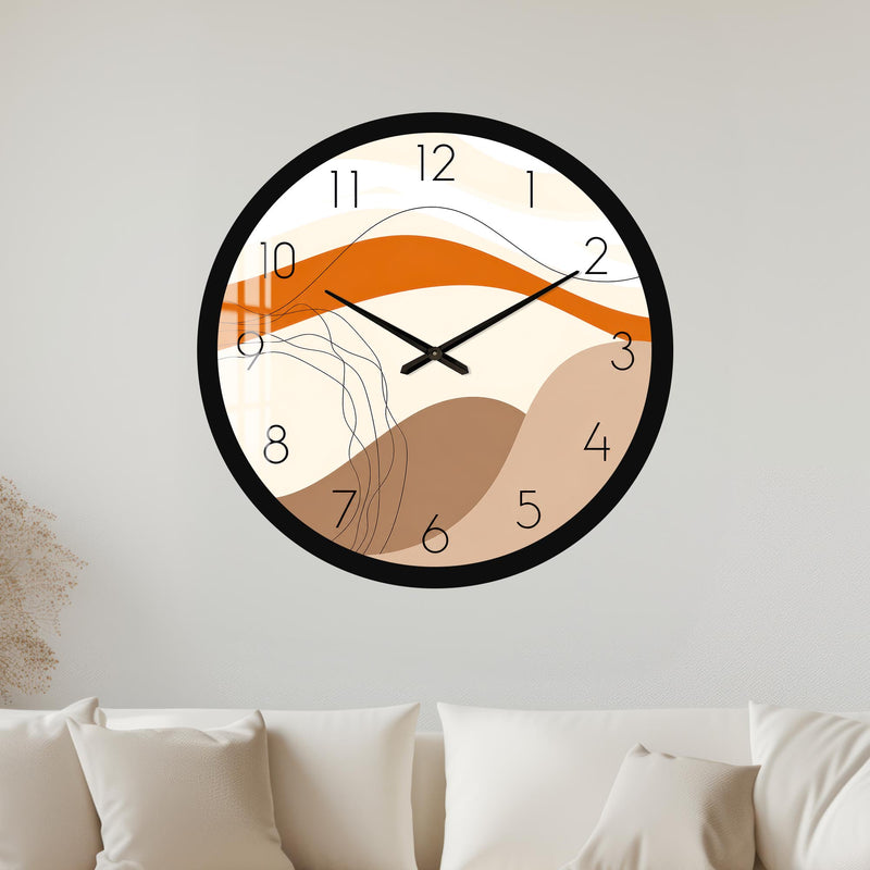 Abstract Terracotta Waves with black frame