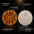 Amber Mosaic Starburst — tempered glass, ultra HD print, ready to hang