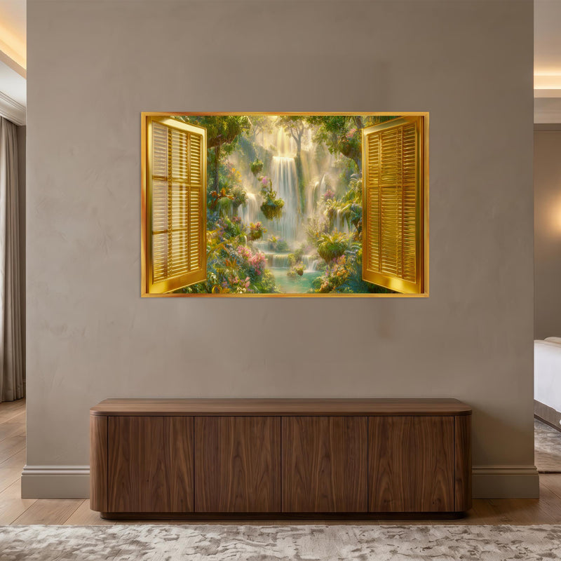 Golden Paradise Falls with gold frame
