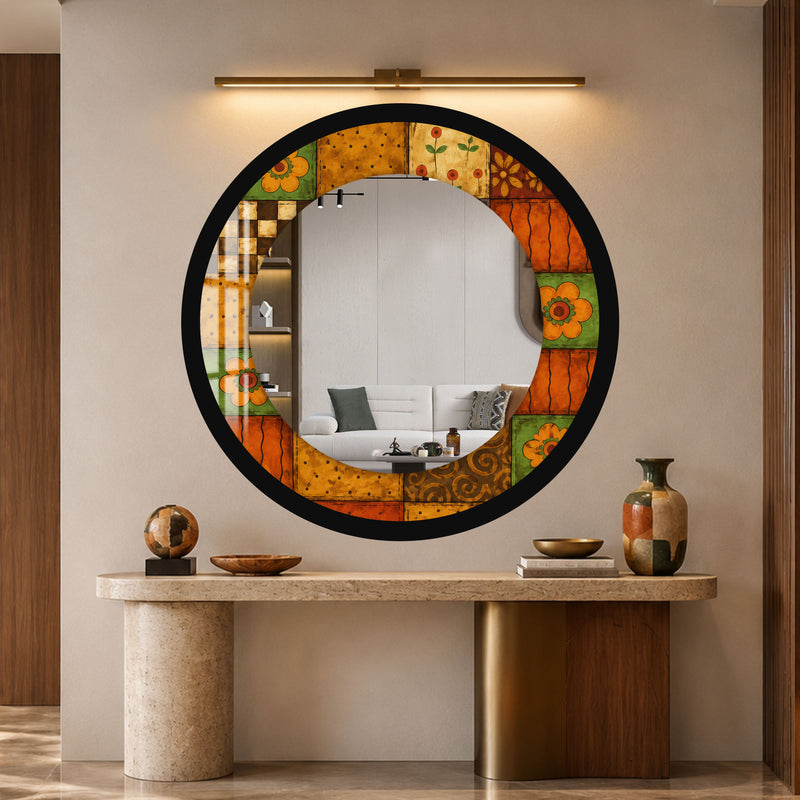 Rustic Floral Patchwork with black frame