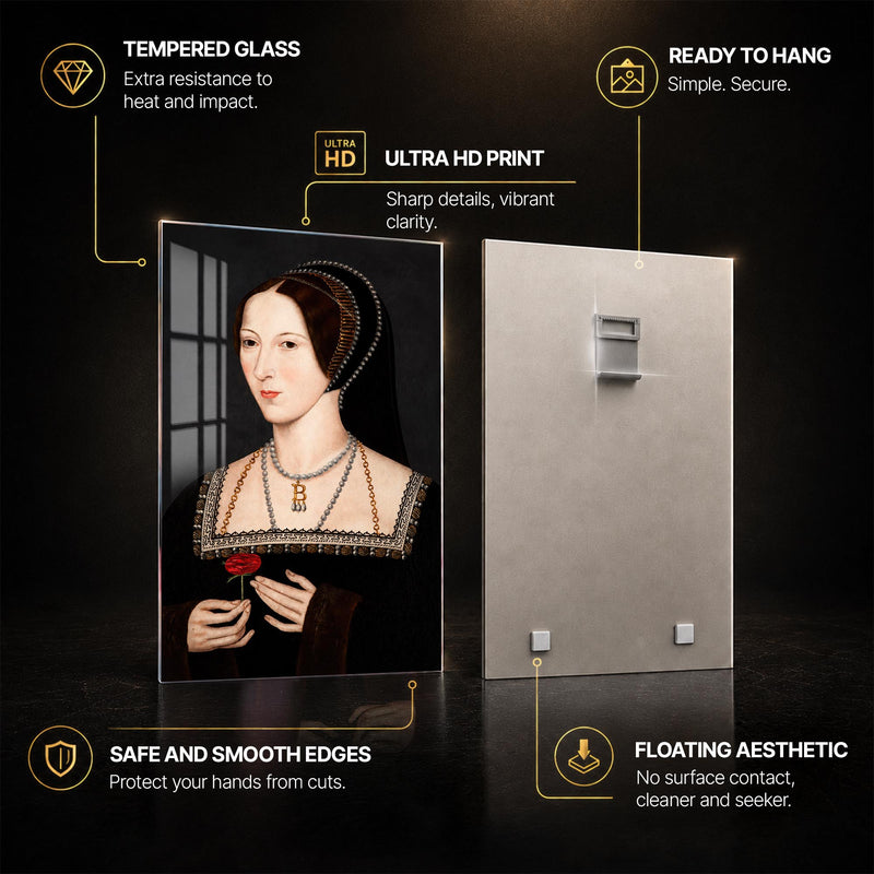Tudor Rose Portrait — tempered glass, ultra HD print, ready to hang