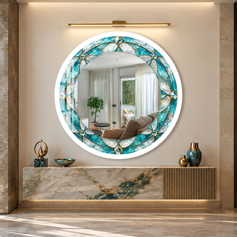 Aqua Crystal Mosaic with white frame