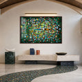 Artronauts Glass Print 18x12 cm | 7.1"x4.7" / Walnut Boat Through Flower Field Glass Wall Art