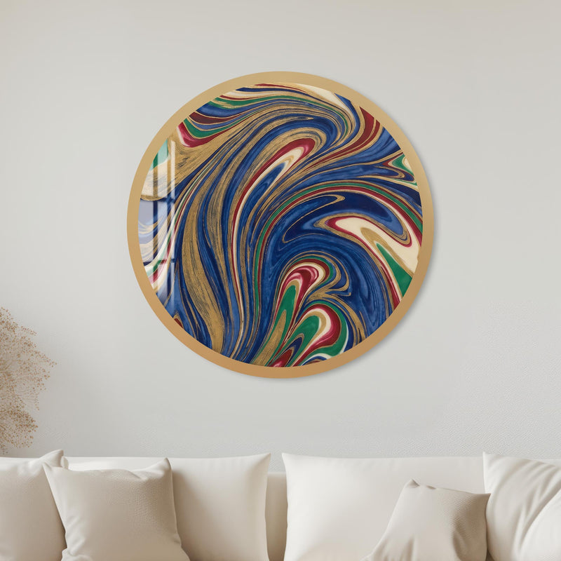 Regal Marble Swirl Medallion with gold frame