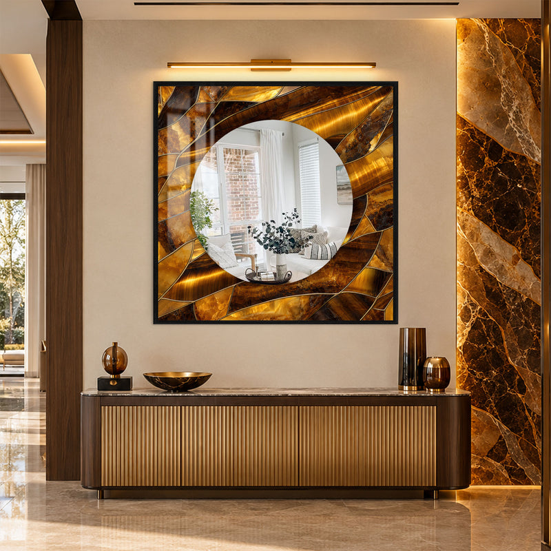 Golden Amber Mosaic with gold frame