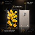 Golden Tulip Bouquet — tempered glass, ultra HD print, ready to hang