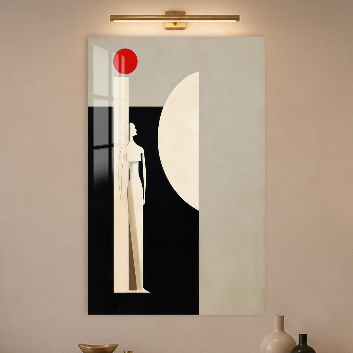 Figure Before The Moon in a modern room