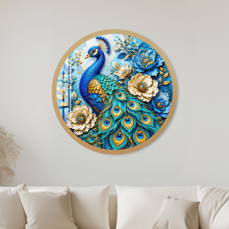 Regal Peacock Garden with gold frame