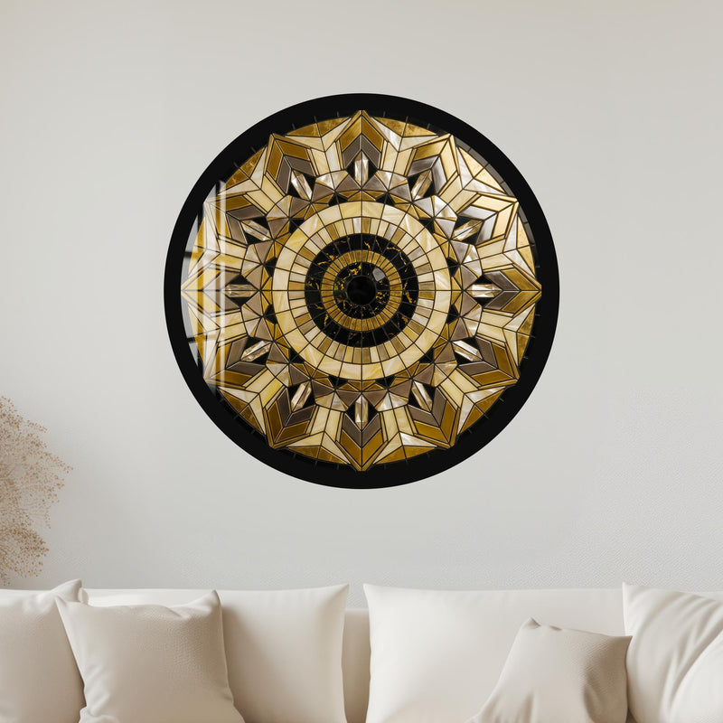 Art Deco Crystal Star Mosaic with black frame