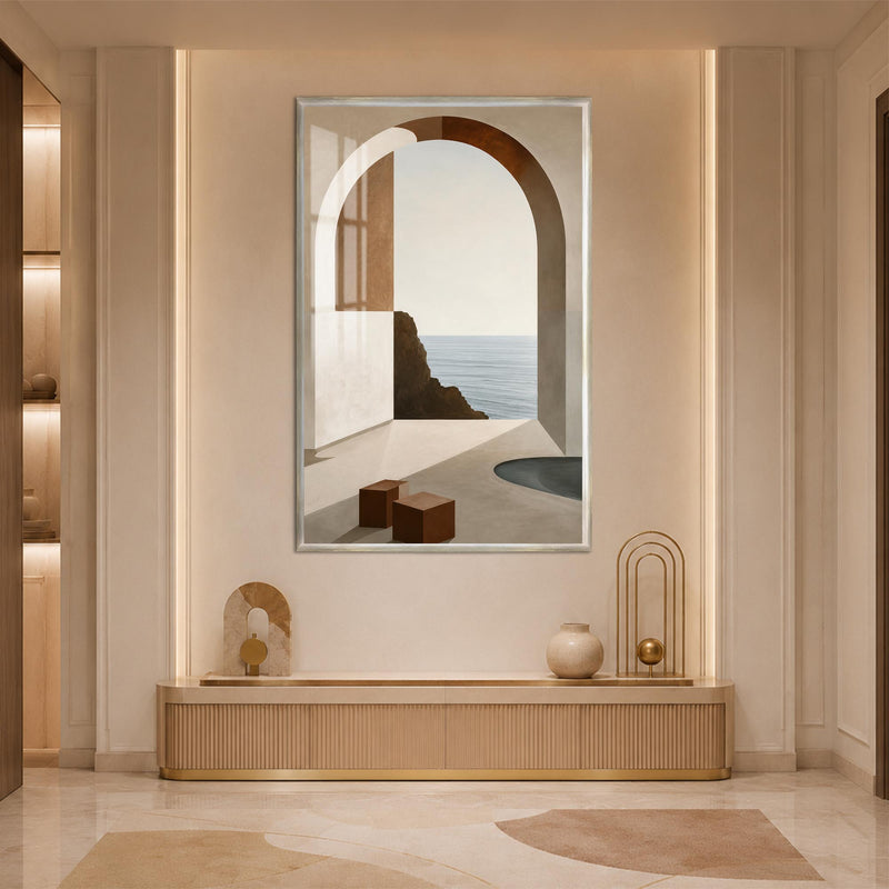 Coastal Arch Retreat with silver frame