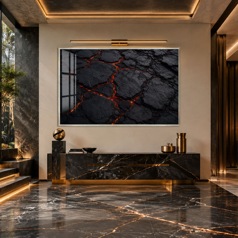 Molten Lava Rock with silver frame