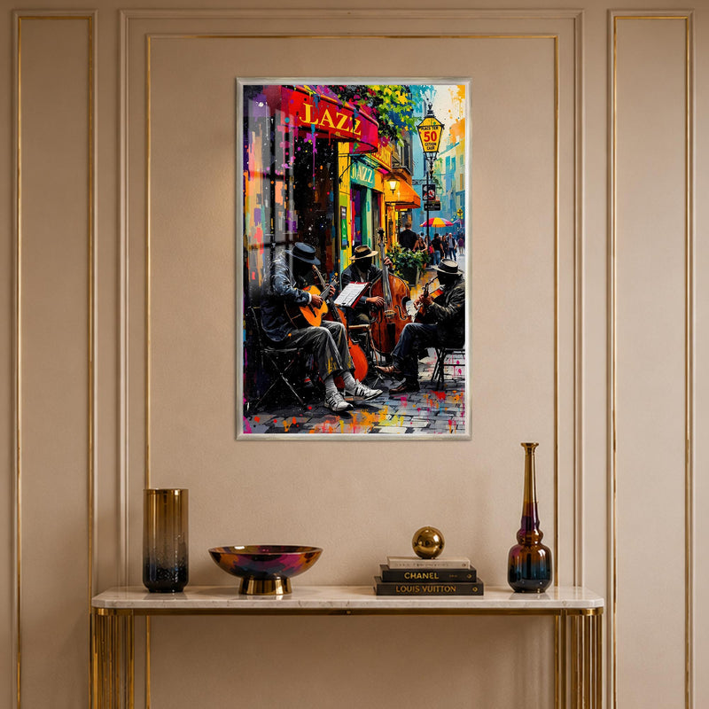 Jazz Street Corner with silver frame