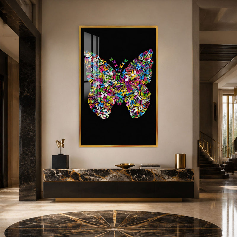 Artronauts Glass Print 12x18 cm | 4.7"x7.1" / Gold Butterfly Ascension Glass Wall Art