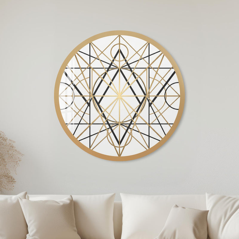Sacred Geometry Star Line Art with gold frame