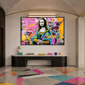 Artronauts Glass Print 18x12 cm | 7.1"x4.7" / Black Graffiti Mona Lisa Glass Wall Art