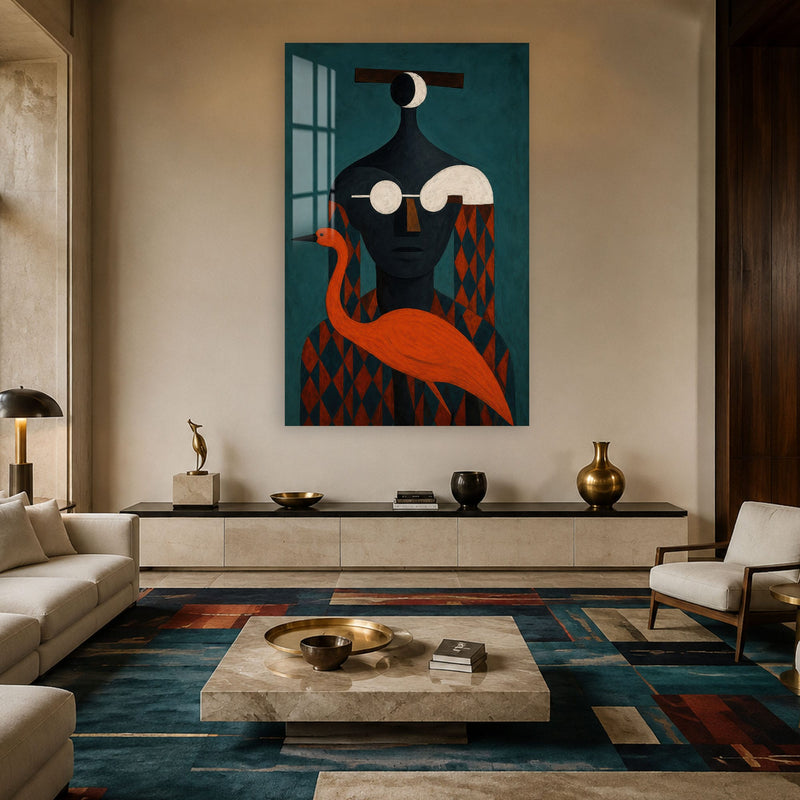 Artronauts Glass Print Flamingo Guardian Glass Wall Art